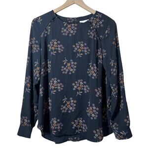 LOFT Dark Blue Floral Blouse